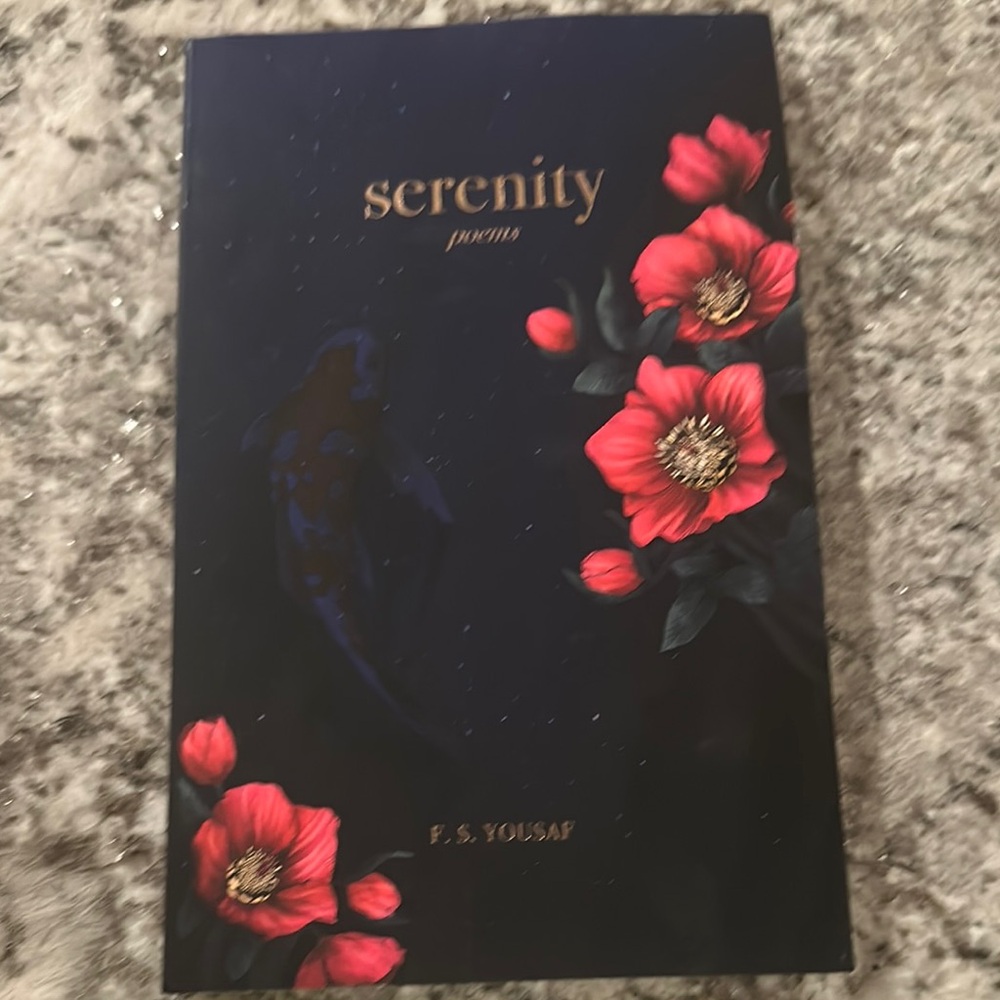 Serenity Poems Book with Red Floral Design